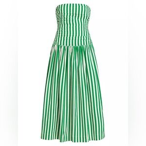 RHODE Green and White Strapless Dress